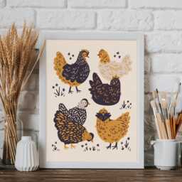 Chicken Illustration, Cute Art Print 11x14 8x10 - thumbnail 3