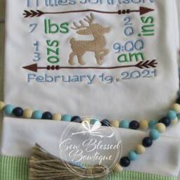 Birth Announcement Baby Gifts/Personalized Blanket , Bib & Burp Cloth Gift Set Baby Shower - thumbnail 2