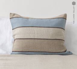 Striped Linen Pillow Sham With Zipper - Decorative Pillow - Natural Striped Heavy Custom Sizes