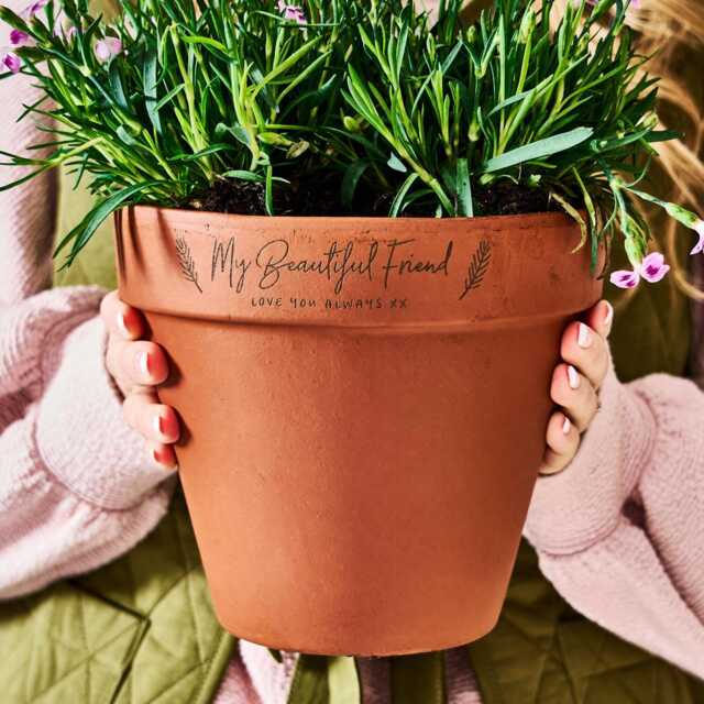 Friendship Personalised Flower Pot - Engraved Gardening Gift - image 1