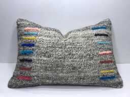 Vintage Turkish Kilim Pillow Cover, 16x24 Lumbar Cushion