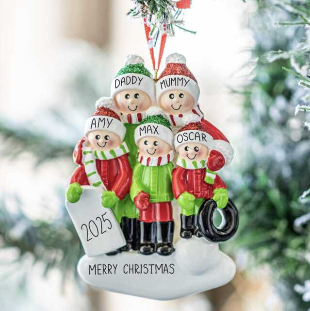 Personalized Playing in Snow Family Christmas Ornament - image 1