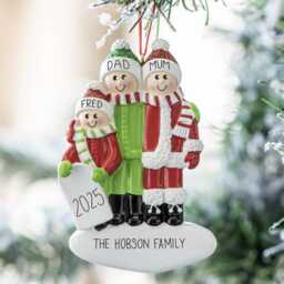 Personalized Playing in Snow Family Christmas Ornament - thumbnail 3