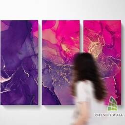 Pink Purple Marble Abstract Canvas Art Split Panel Wall Print Picture Home Decor -C187 - thumbnail 2