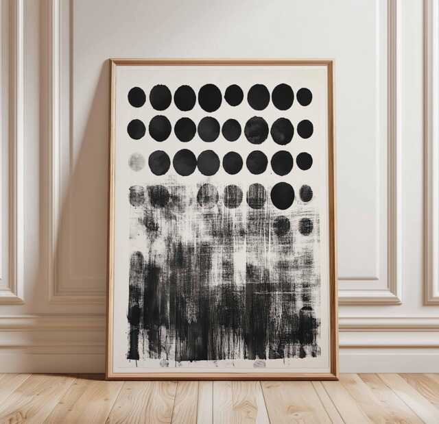 Abstract Black & White Poster, Modern Circle Art Print, Geometric Dot Pattern, Minimalist Wall Decor, Contemporary Artwork - image 1