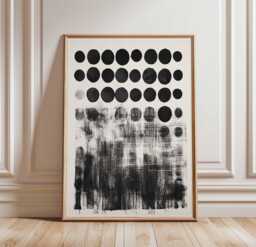 Abstract Black & White Poster, Modern Circle Art Print, Geometric Dot Pattern, Minimalist Wall Decor, Contemporary Artwork - thumbnail 1