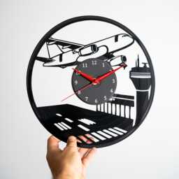 Vinyl Record Airplane Wall Clock Aviation Gift For Pilots Or Flight Attendants
