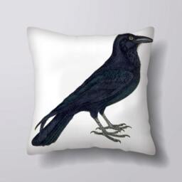 Black Crow Bird Vintage -Can Becustomizeable Personlized -Cushion Cover Case Or Stuffed With Insert - thumbnail 1