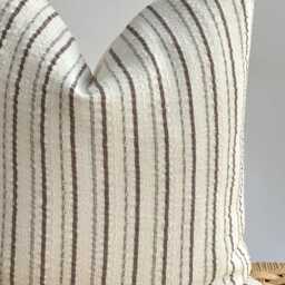 Vintage Hmong Hemp Pillow Brown Striped Lumbar, Bohemian Decor - thumbnail 3
