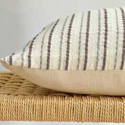 Vintage Hmong Hemp Pillow Brown Striped Lumbar, Bohemian Decor - thumbnail 4