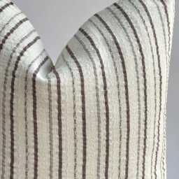 Vintage Hmong Hemp Pillow Brown Striped Lumbar, Bohemian Decor - thumbnail 2