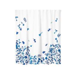 Blue Floral Watercolor Painting - Shower Curtain Cotton 72 - thumbnail 2