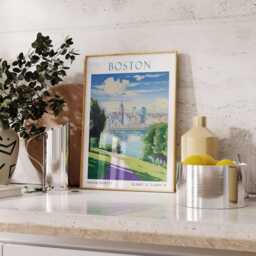 Boston Travel Print, City Poster, Wall Art, Skyline Artwork, Massachusetts - thumbnail 2