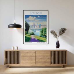 Boston Travel Print, City Poster, Wall Art, Skyline Artwork, Massachusetts - thumbnail 1