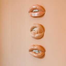 3D Glitter Lips Canvas, Peach Wooden Wall Art, Beauty Salon Decor - thumbnail 3