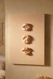 3D Glitter Lips Canvas, Peach Wooden Wall Art, Beauty Salon Decor - thumbnail 1