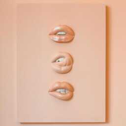 3D Glitter Lips Canvas, Peach Wooden Wall Art, Beauty Salon Decor - thumbnail 2