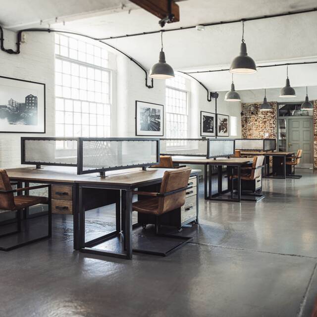 Industrial Office Workstations & Desks Furniture // Russell Oak & Steel - image 1