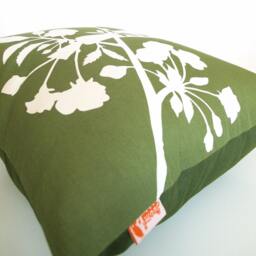 Olive Green Blossom Pillow Silkscreened Cotton Mini Pillow - 10.5 Inches - thumbnail 4