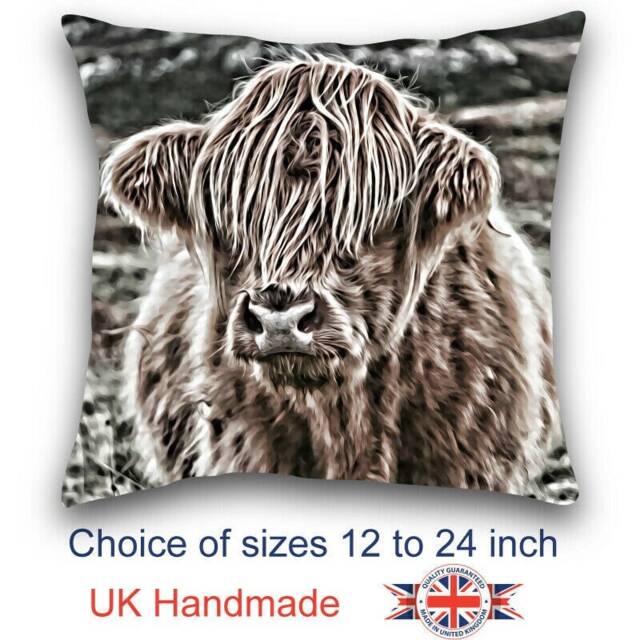 Highland Cow Cushion, Choice Of Sizes, Handmade - image 1