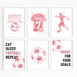 Personalised Football Prints, Blue Wall Art, Kids Bedroom Decor, Prints For Kids, Shirt Name Print - thumbnail 3
