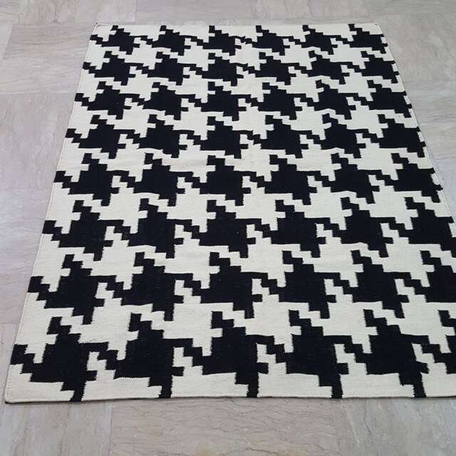 Made To Order Black & White Dhurrie Rug, Contemporary Custom Made Rug - image 1