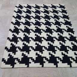 Made To Order Black & White Dhurrie Rug, Contemporary Custom Made Rug - thumbnail 1