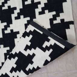 Made To Order Black & White Dhurrie Rug, Contemporary Custom Made Rug - thumbnail 4