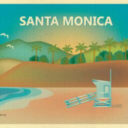 Santa Monica Beach Print, Wall Art, Travel Art Poster, Baby Nursery - Style E8-O-Santa-Mon - thumbnail 2