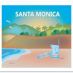 Santa Monica Beach Print, Wall Art, Travel Art Poster, Baby Nursery - Style E8-O-Santa-Mon - thumbnail 3