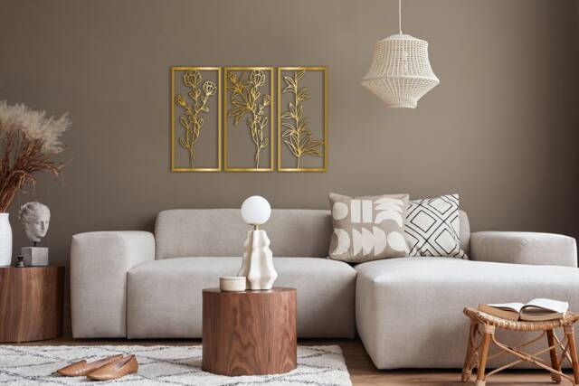Metal Flower Wall Decor Textured 3-Piece Art Set - image 1