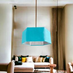 New Luxury Premium Quality Turquoise Blue Hexagon Velvet Lamp Shade Pendant Light With Metallic Lining - thumbnail 3