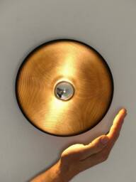 Round Black Wall Lamp in Burnt Wood Decoration - thumbnail 1