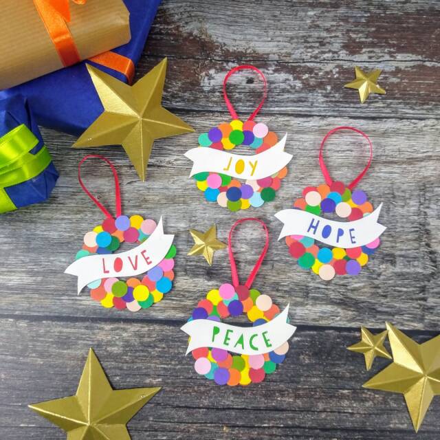 Set Of 4 Colourful Christmas Baubles, Handmade Paper Decorations - image 1