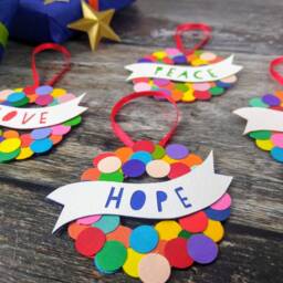 Set Of 4 Colourful Christmas Baubles, Handmade Paper Decorations - thumbnail 2