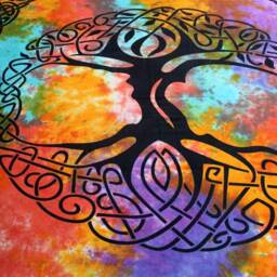 Celtic Tree Of Life Tapestry, Tie Dye, Irish Full Bed Spread, Renaissance Festival Wall Hanging, Welsh Table Cloth, Decoration - thumbnail 3