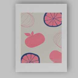 Minimalist Pink Citrus Fruit Repeat Pattern Canvas Wall Art Print Decor Picture Ready To Hang - thumbnail 1