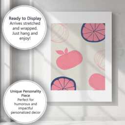 Minimalist Pink Citrus Fruit Repeat Pattern Canvas Wall Art Print Decor Picture Ready To Hang - thumbnail 3
