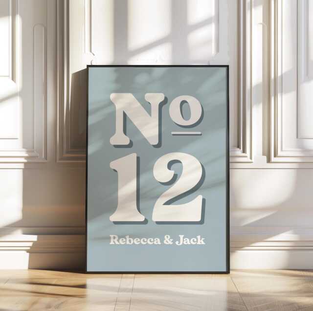House Number Print - Personalised No. Address Poster Colourful Wall Decor Custom New Home Gift Retro Typography Art Unframed - image 1