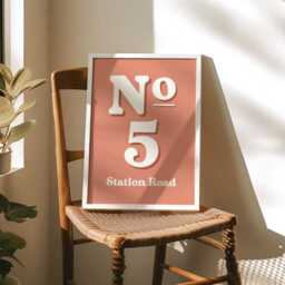 House Number Print - Personalised No. Address Poster Colourful Wall Decor Custom New Home Gift Retro Typography Art Unframed - thumbnail 3