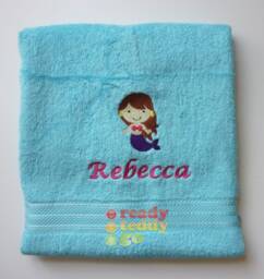 Personalised Towel/Sheet For Swimming With Mermaid Embroidered Design Unisex Boys Girls Children's Kids Any Name 500Gsm - thumbnail 1