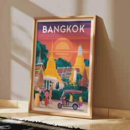 Bangkok Travel Poster Retro Thailand Art Print - thumbnail 3