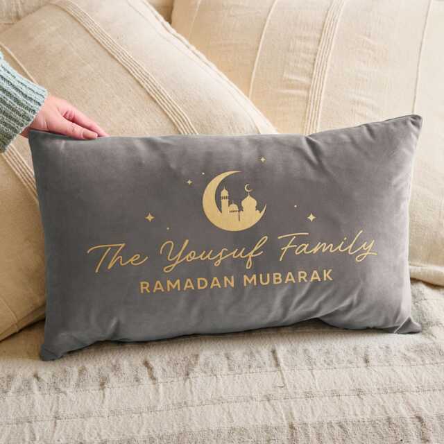 Personalised Ramadan & Eid Celebration Velvet Cushion - Decorative With Filling For & Home Decor Gift - image 1