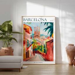 Barcelona Travel Poster Sagrada Familia, Spanish City Wall Art - thumbnail 2