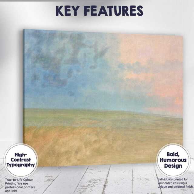 Minimalist Pastel Sky Open Field Abstract Landscape Canvas Wall Art Print Decor Picture Ready To Hang - image 1