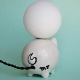 Handmade Ceramic Lamp - White Glaze With Glass Globe & G9 Bulb - thumbnail 4