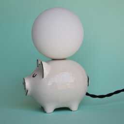 Handmade Ceramic Lamp - White Glaze With Glass Globe & G9 Bulb - thumbnail 2