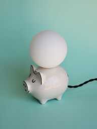 Handmade Ceramic Lamp - White Glaze With Glass Globe & G9 Bulb