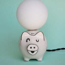 Handmade Ceramic Lamp - White Glaze With Glass Globe & G9 Bulb - thumbnail 3