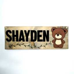 Woodland Nursery Name Sign, Teddy Bear, Personalized Baby Gifts, Nursery Decor, Wall Art Names, Forest Animal - thumbnail 1